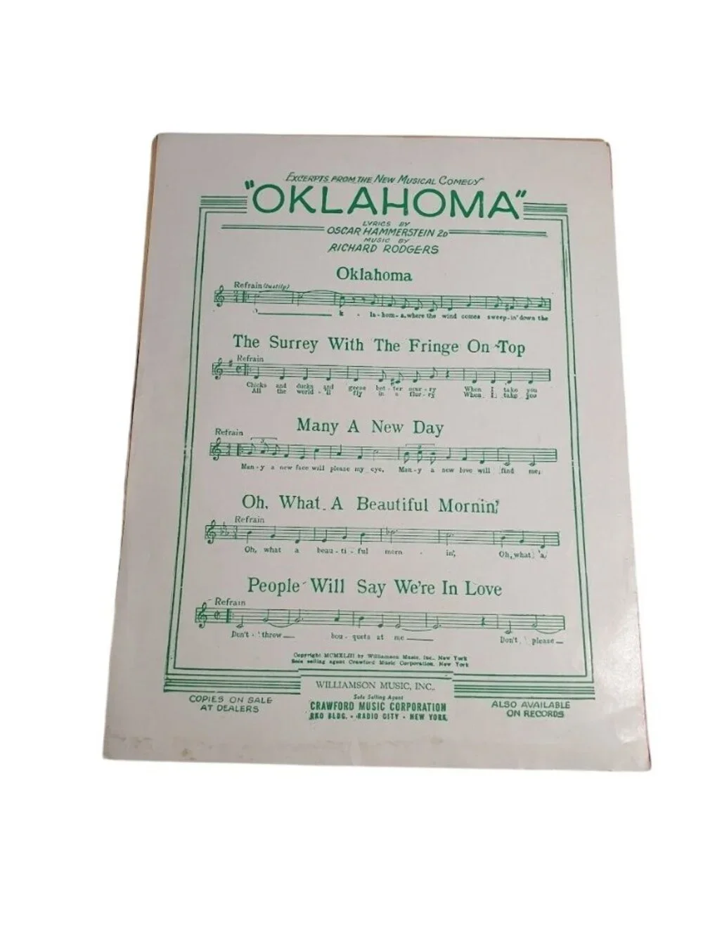 Rodgers Hammerstein Carousel Youll Never Walk Alone Sheet Music Piano Voice 1945